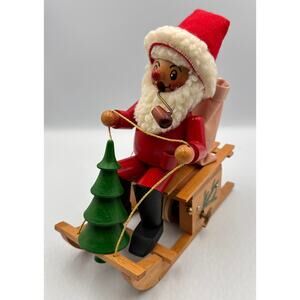 Steinbach German “Smoker Santa On Sleigh” Moves & Rolls Swiss Music Box